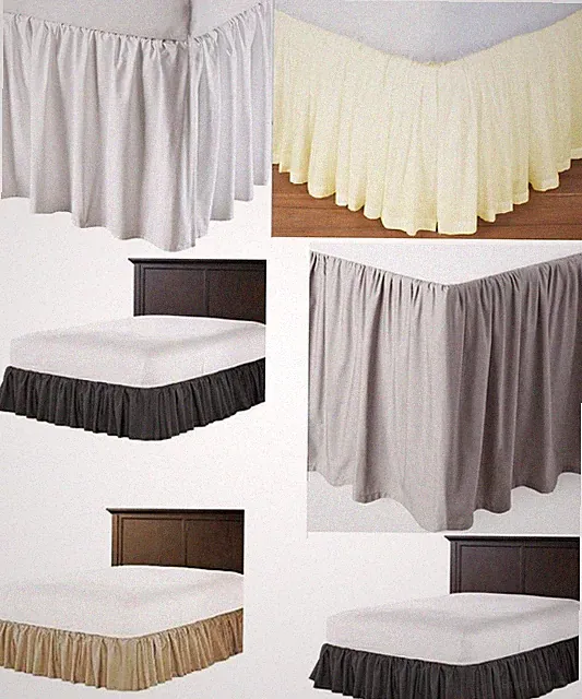 3 Side Ruffle Bed Skirt Split Corner Solid Cotton 625 TC All Size Drop 22" - 26"
