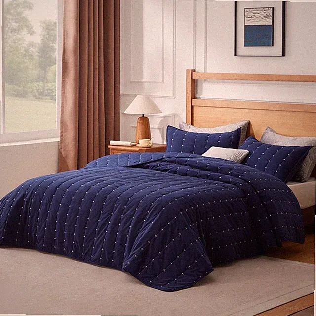 3PCS Bedspread Coverlet Set Queen Size Quilt Set Velvet Lightweight Bedding Set