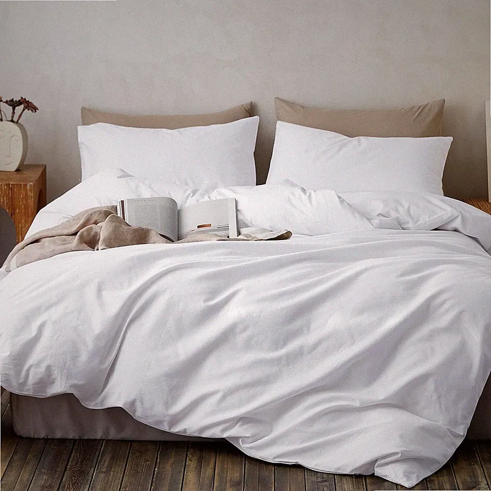 Duvet Cover Set 3 Pcs 1 Duvet Cover 2 Pillow Shams Hotel Quality Bedding White