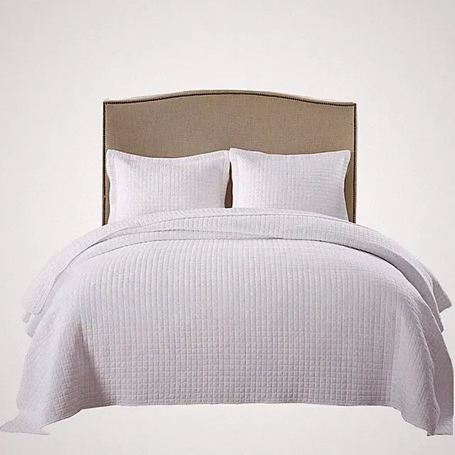 Solid Color 100% Cotton Quilt Set Bedspread Coverlet Set